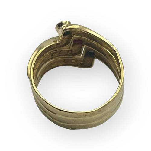 Bague 52 Bague trio or jaune, saphir, rubis et émeraude 58 Facettes 149057139