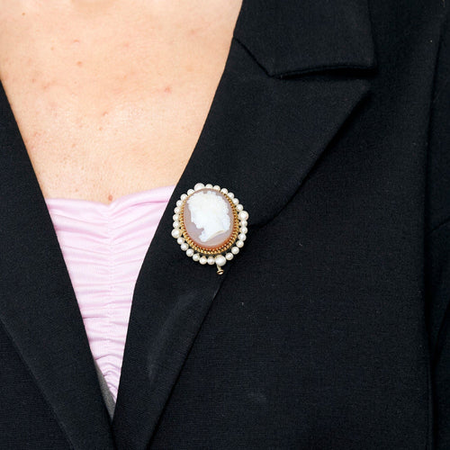 Broche Broche ancienne fin XIX en or et Camée. 58 Facettes