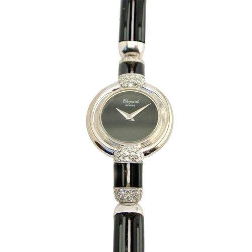 Montre Montre Chopard Genève en or blanc 18 carats avec onyx et diamants 58 Facettes