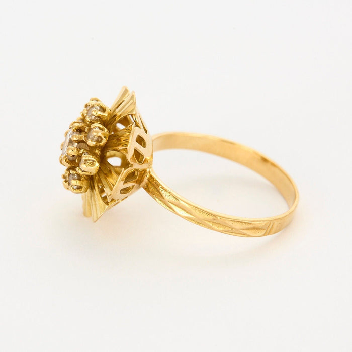 Bague 51 Bague fleur or jaune diamants 58 Facettes