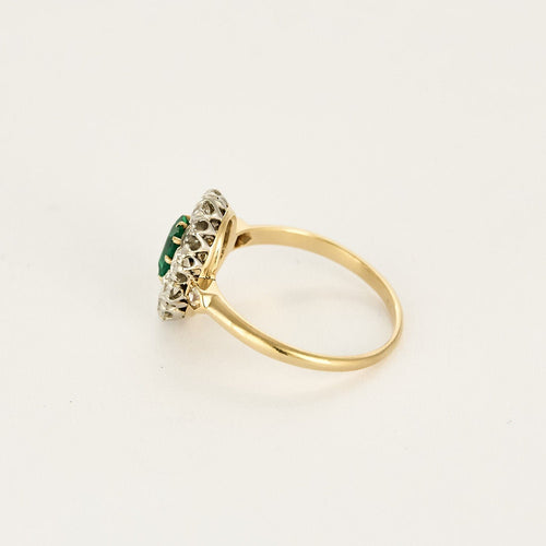 Пръстен 54 Маргаритка от жълто и бяло злато, изумруд и диаманти 58 Facettes SBR1999X2