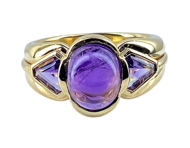 Bague 56 Bague or jaune améthystes 58 Facettes AB445