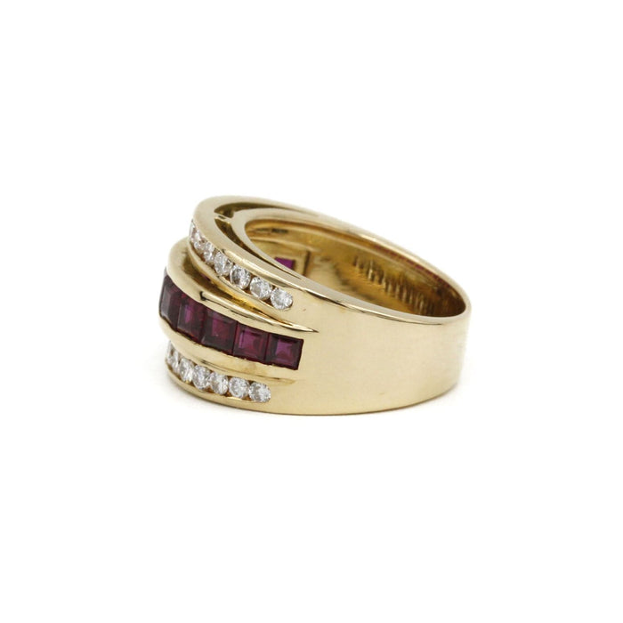 Bague Bague or jaune diamants rubis 58 Facettes 240032SP