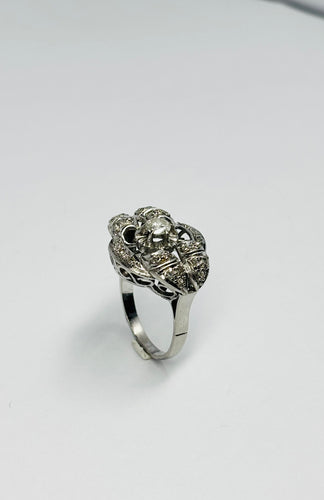 Bague 52 Bague Art Deco en platine 950 et diamants taille rose 0,50 carat 58 Facettes E04