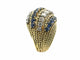 PIAGET. Vintage ring in 18K yellow gold, sapphires and diamonds 