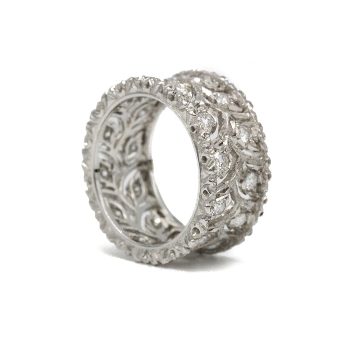 Bague 50 BUCCELLATI - Bague Eternelle Ramage Or Blanc Ciselé Diamants 58 Facettes 240318R