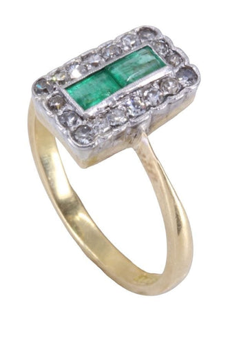 Bague 54 BAGUE ANCIENNE ÉMERAUDES ET DIAMANTS 58 Facettes 086361