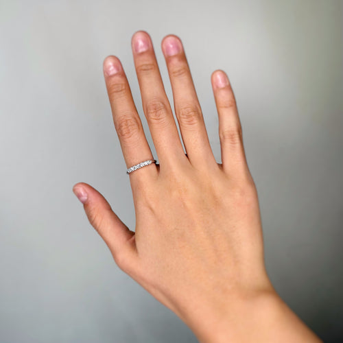 Bague 58 Demi-Alliance - Or blanc & Diamants 58 Facettes 250354R