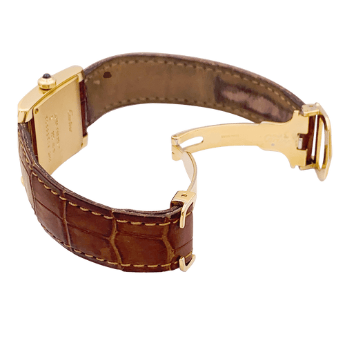 Montre Montre Cartier, "Tank Française", or jaune, cuir. 58 Facettes 34541
