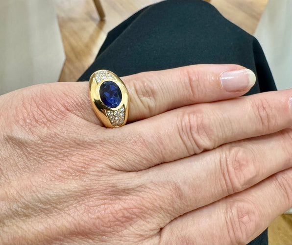 Bague 51 MAUBOUSSIN - bague or jaune, diamants, iolite 58 Facettes