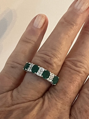 Bague 54 Bague Jonc Or Gris Emeraudes Diamants 58 Facettes LOT 6113