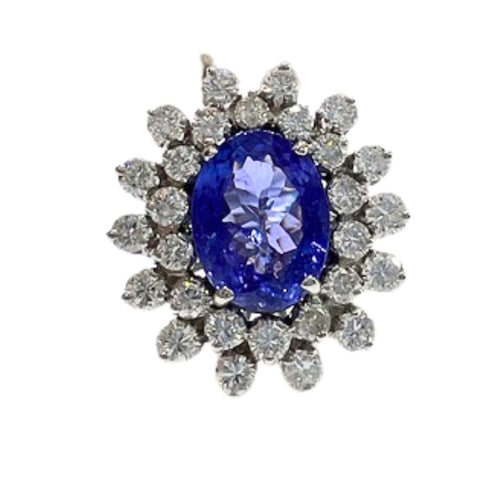 Bague 51 Bague au design contemporain en or 18 carats sertie de diamants et de tanzanite 58 Facettes Q277B
