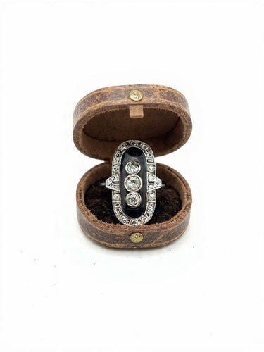 Ring 55 Ring 2021 F aus 18k Gelbgold mit Onyx und Diamanten 58 Facettes