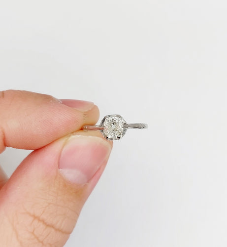 Bague 49 Bague solitaire art deco Platine diamant taille ancienne coussin 0.60 carat (circa 1920) 58 Facettes A06196