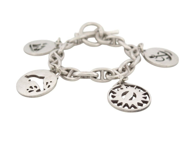 Bracelet vintage bracelet HERMES chaine d'ancre breloques marines t16 en argent 925 58 Facettes 267839