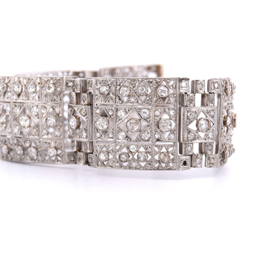Bracelet Bracelet Antique Deco, en platine avec diamants 58 Facettes
