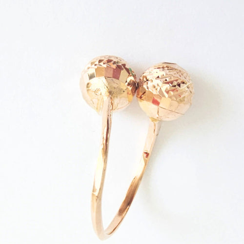 Bague 59 Bague Toi et Moi en or jaune et perles d'or facettées 58 Facettes GEL-RI-T&M-YG