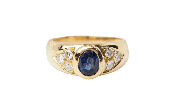 Bague 55 Bague Jonc en or jaune, spinelle bleu et diamants 58 Facettes 33040