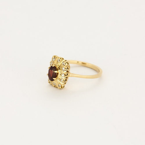 Bague 54 Bague marguerite en or jaune 18K grenat 58 Facettes PAL32243
