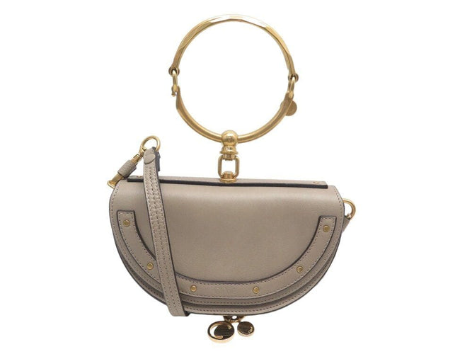Bracelet sac a main CHLOE minaudiere bracelet nile bandouliere cuir gris bag 58 Facettes 268383