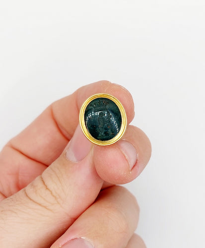 14k kultainen karhun vaakunatiiviriipus ja verijaspis 