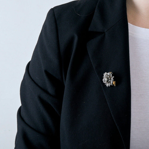 Broche Broche XIXe Eglantine Or, Argent, Diamants 58 Facettes GU131