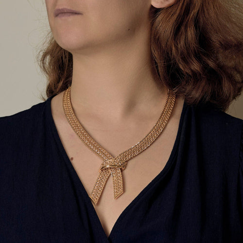 Colier neglijat din aur galben împletit 