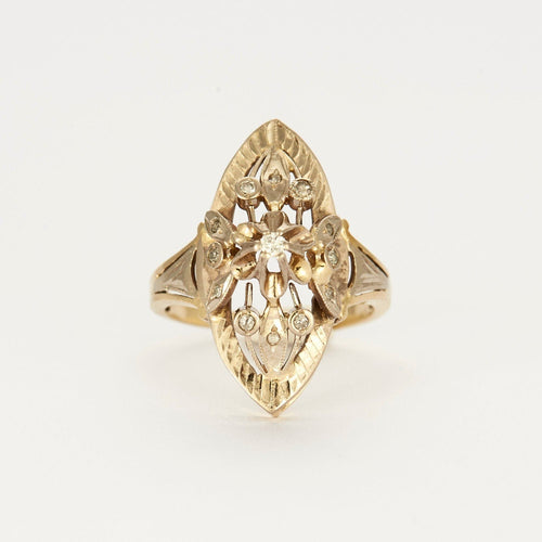 Bague 54 Bague marquise or jaune et blanc diamants 58 Facettes