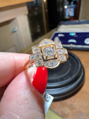 Bague 53 Bague diamants en pavage  diamants or rose 58 Facettes 7624 A