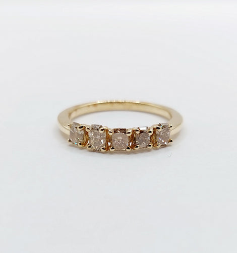 Bague 52.5 Demi alliance vintage or 14k et 0,95 carats diamants radiant Fancy Yellow 58 Facettes A06113