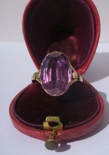 Bague 58.5 Bague XIXe pierre violette sur paillon or rose 58 Facettes