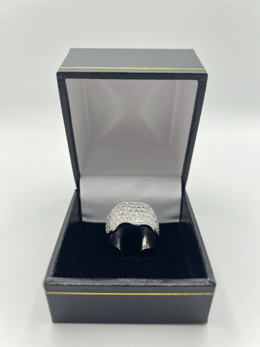 Bague 55 Alliance or blanc et diamant 1,50 ct 58 Facettes