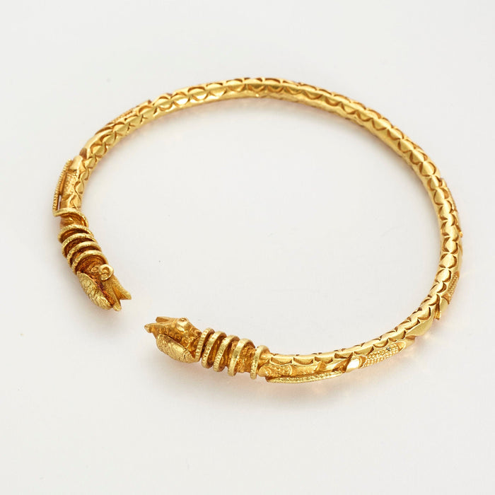 Yellow gold snake head bracelet