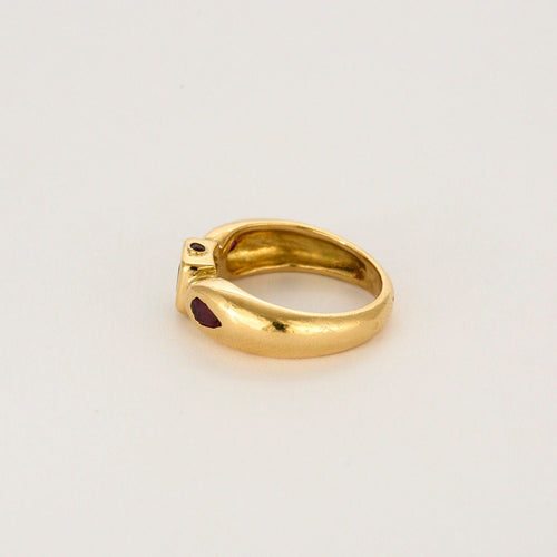 Bague 56 Bague en or jaune, émeraude et rubis 58 Facettes LP1189