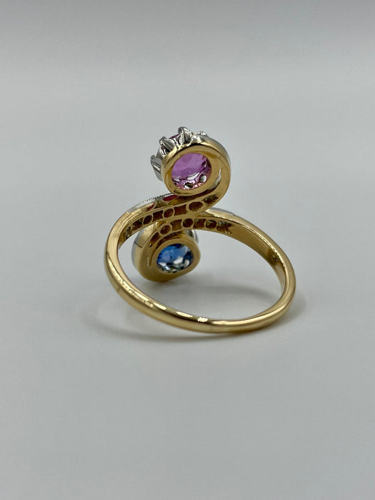 Bague Bague Toi & Moi saphirs rose et bleu 58 Facettes 3231141