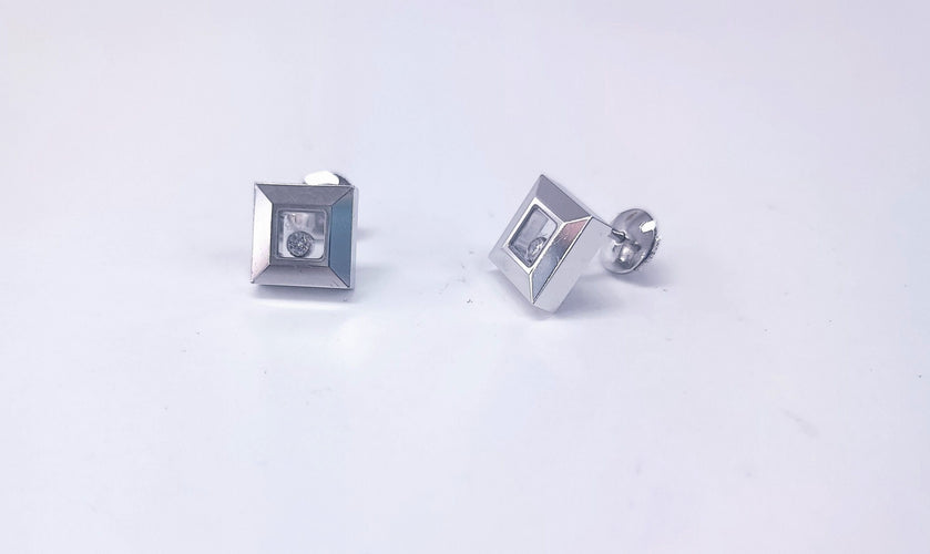 Boucles d'oreilles CHOPARD-Boucles d'oreilles Happy Diamond or blanc 58 Facettes CHOP-DV.51