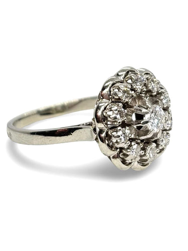 Bague 64 Bague ancienne or blanc platine et diamants 0,85 ct 58 Facettes 1179