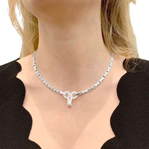 Collier Cartier Agrafe - Collier en or blanc et diamants 58 Facettes 35235