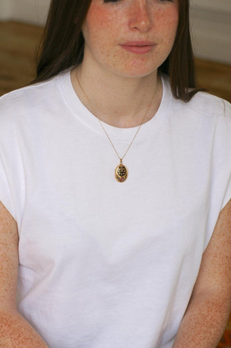 Pendente Medaglione apribile ovale «Recuerdo» in oro giallo 18k e smalto 58 Facettes