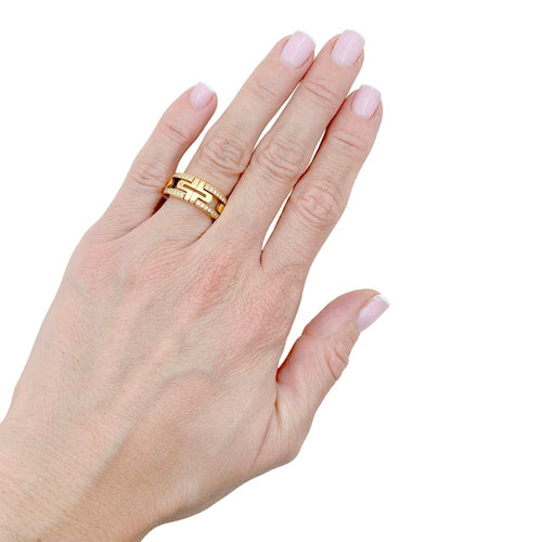 Bague 52 Bulgari Parentesi - Bague en or jaune et diamants 58 Facettes 35005
