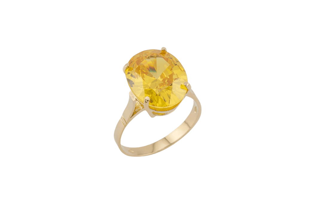 Bague 53 Bague en or jaune avec quartz fumé 58 Facettes anl835