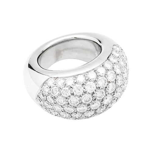 Bague 51 Bague jonc pavée de diamants en or blanc 750 58 Facettes 31229