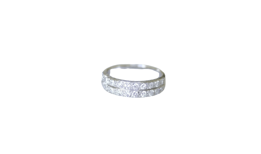Bague 60 Alliance Diamants Double Anneau Art Déco 58 Facettes