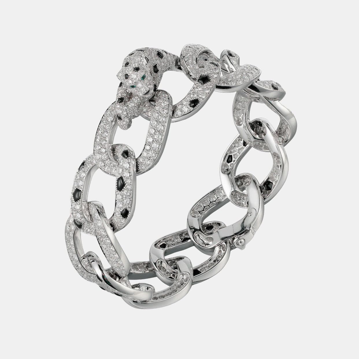 Bracelet Panthère Or blanc Mixte