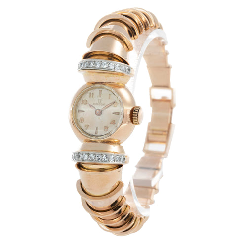 Montre Omega - Montre vintage manuelle en or rose 750 avec diamant 58 Facettes 68801794