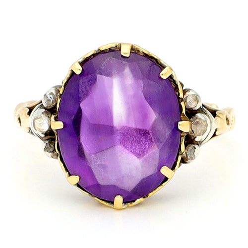 Bague 55 Bague solitaire en or 14k, améthyste et diamants 58 Facettes 24AFA6740F6A4803AAAB62F959524059