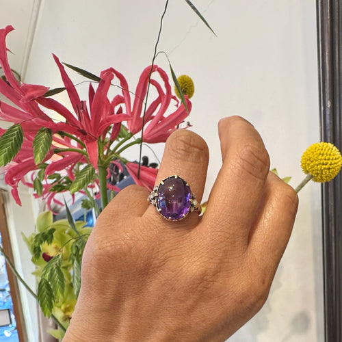 Bague 55 Bague solitaire en or 14k, améthyste et diamants 58 Facettes 24AFA6740F6A4803AAAB62F959524059