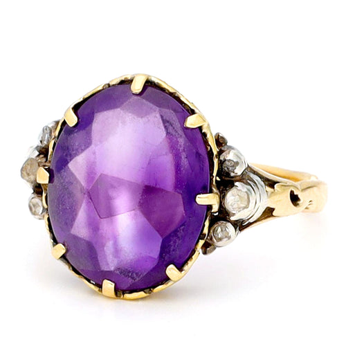 Bague 55 Bague solitaire en or 14k, améthyste et diamants 58 Facettes 24AFA6740F6A4803AAAB62F959524059