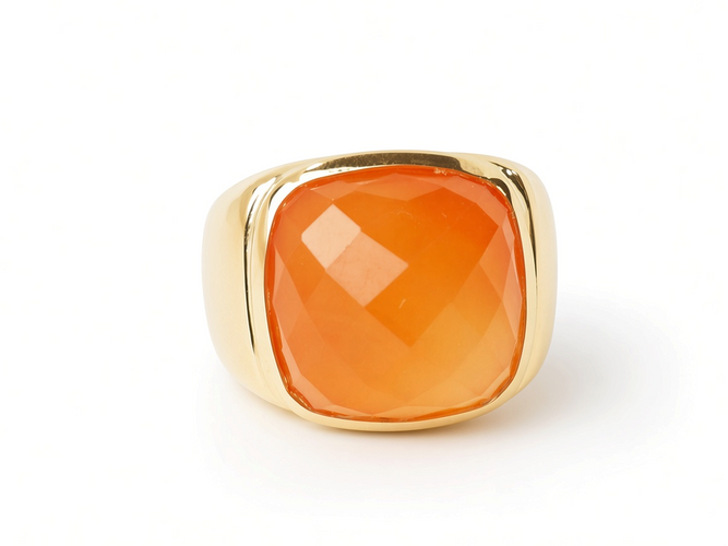 Bague 52 Bague chevalière vintage en or jaune et cornaline 58 Facettes 33632