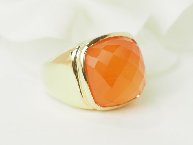 Bague 52 Chevalière - Bague en or jaune et cornaline 58 Facettes 33632